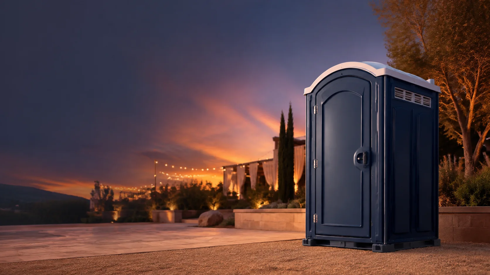 Portable restroom shown for rental planning in Virginia, MN